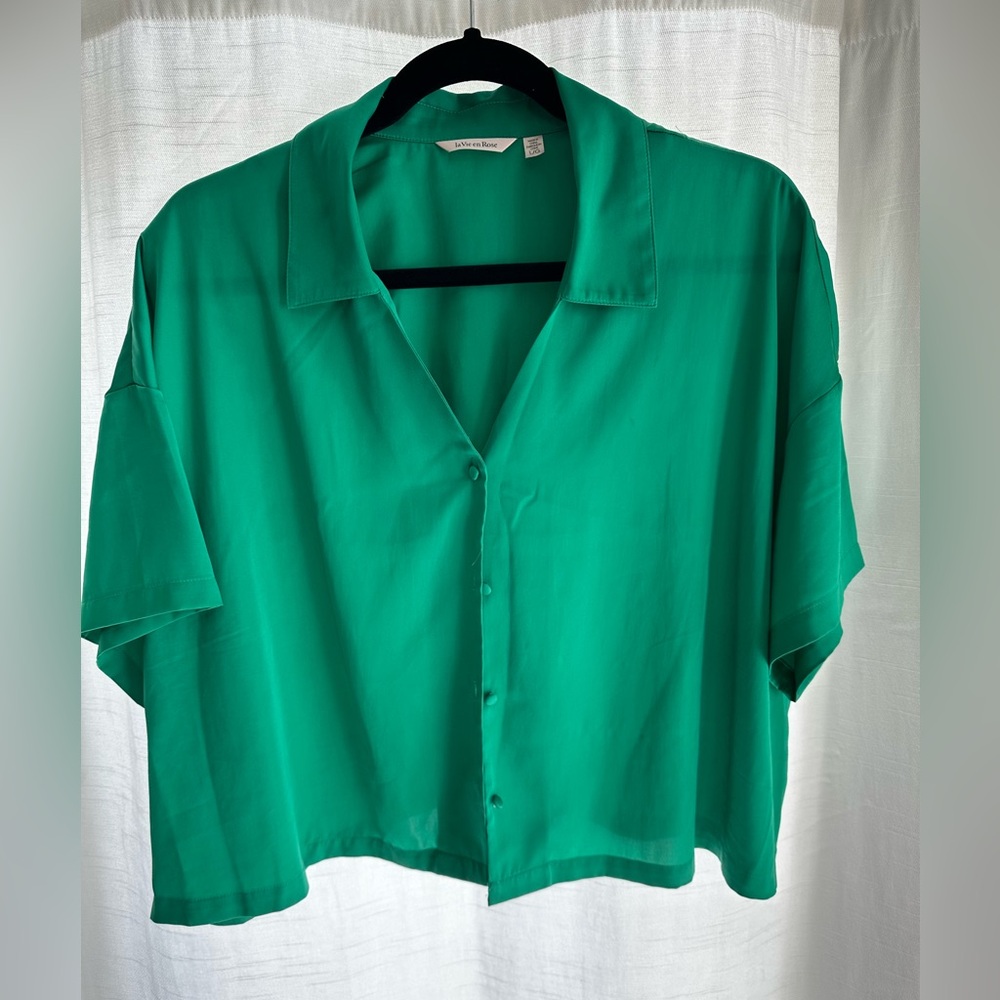 Green Women's Pajama Top & Bottoms